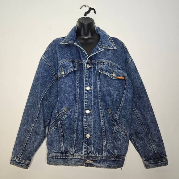 Vintage 80s Jordache Size Medium Classic Denim Jean Jacket Trucker Blue Retro - Picture 1 of 7